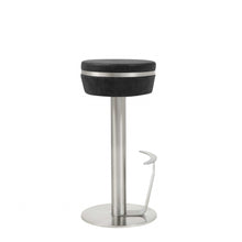Load image into Gallery viewer, Faux Leather Steel Bar Height Bar Chair - Black / Silver
