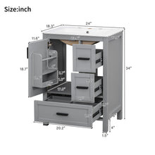 Load image into Gallery viewer, Bathroom Vanity With Sink, Soft Close Door, Double Layer Door Shelf And 3 Drawers - Gray
