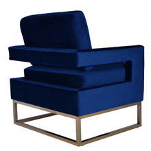 Load image into Gallery viewer, Stylish Velvet Steel Chair - Blue / Gold
