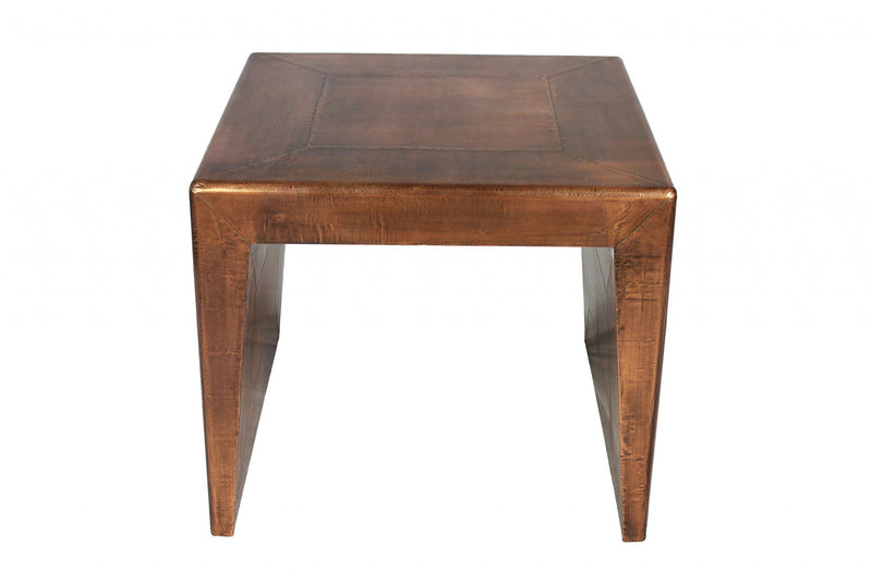 Rustic Solid Wood Square End Table - Copper