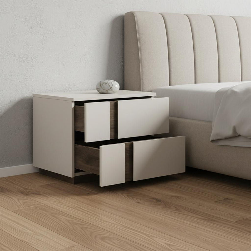 Wood Two Drawer Nightstand (719556) - Light Gray