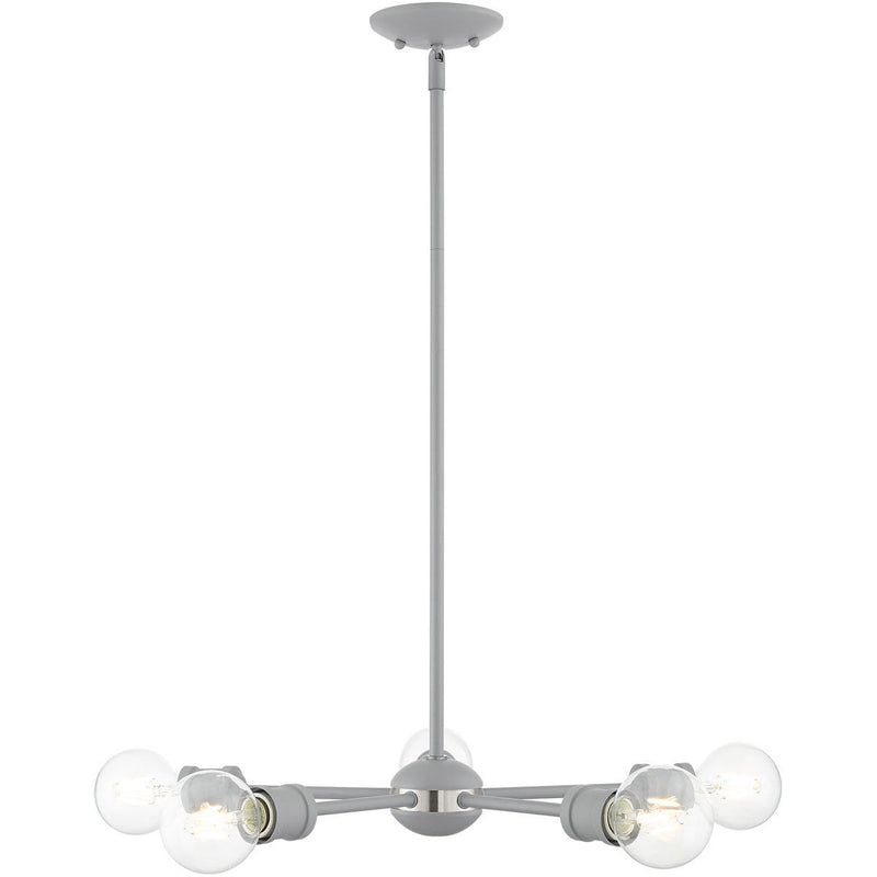 11" Five Light Dimmable Chandelier With Shades - Gray