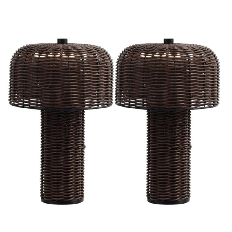USB Table Lamps With Globe Shades (Set of 2) - Dark Brown