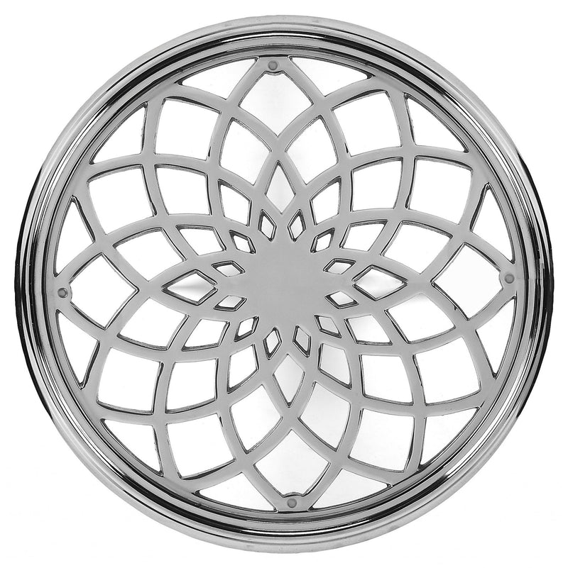 Aluminum Open Lattice Round Top End Table - Silver