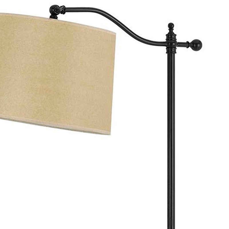 Adjustable Traditional Shaped Floor Lamp With Tan Square Shade - Bronze