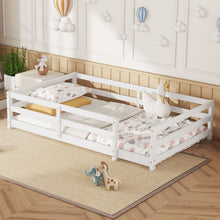 Load image into Gallery viewer, Twin Size Montessori Floor Bed With Fence - White
