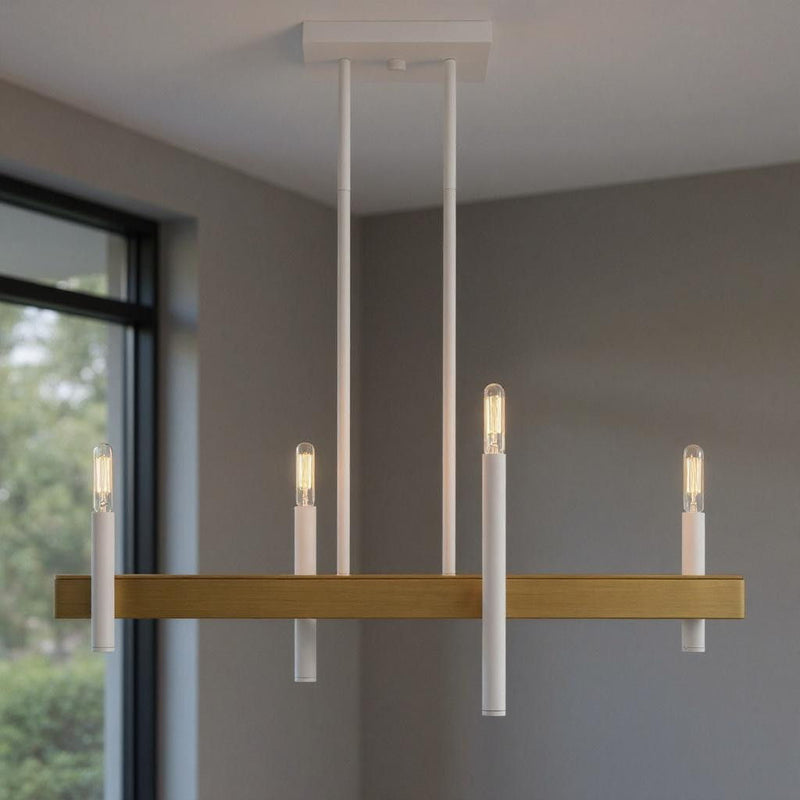 24" Four Light Dimmable Chandelier With Shades - Brass