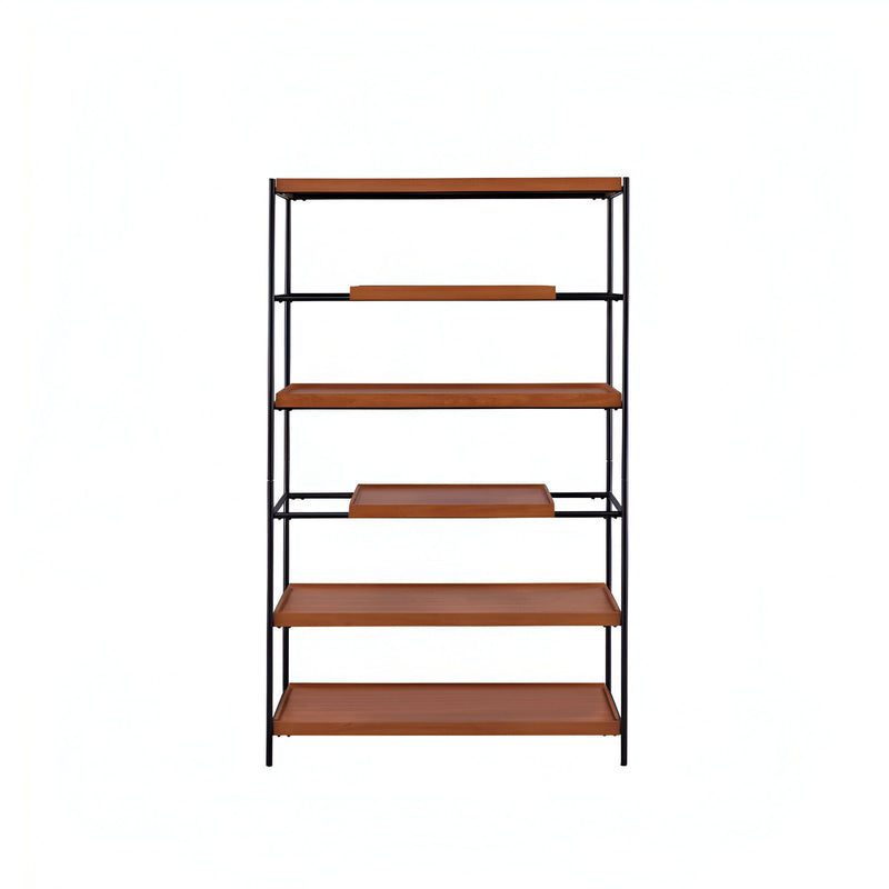 Six Tier Etagere Bookcase - Oak / Black