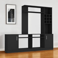 Load image into Gallery viewer, 78" Wood Enclosed And Open Storage Entertainment Center With Bookcase - Black
