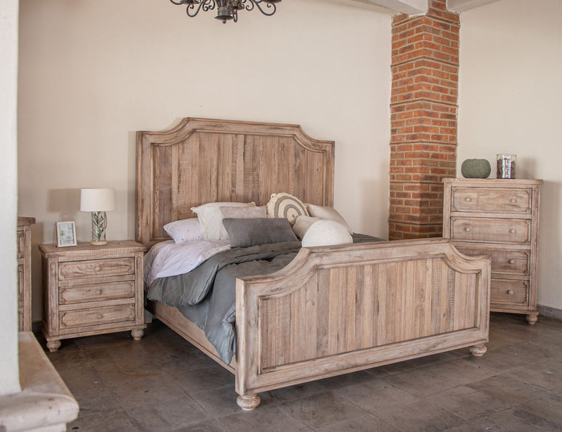 Three Drawer Nightstand - Wood Brown