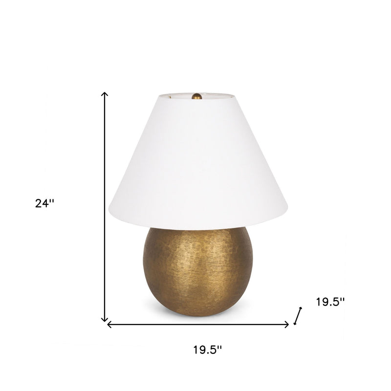 24" Metal Round Bedside Lamp With White Bell Shade - Gold