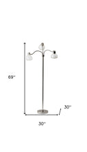 Load image into Gallery viewer, Three Light Tree Floor Lamp With White Bowl Shade - Nickel
