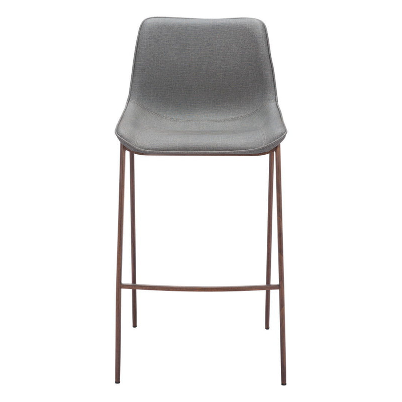 30" Modern Slate Faux Leather And Steel Bar Height Bar Chairs (Set of 2) - Gray