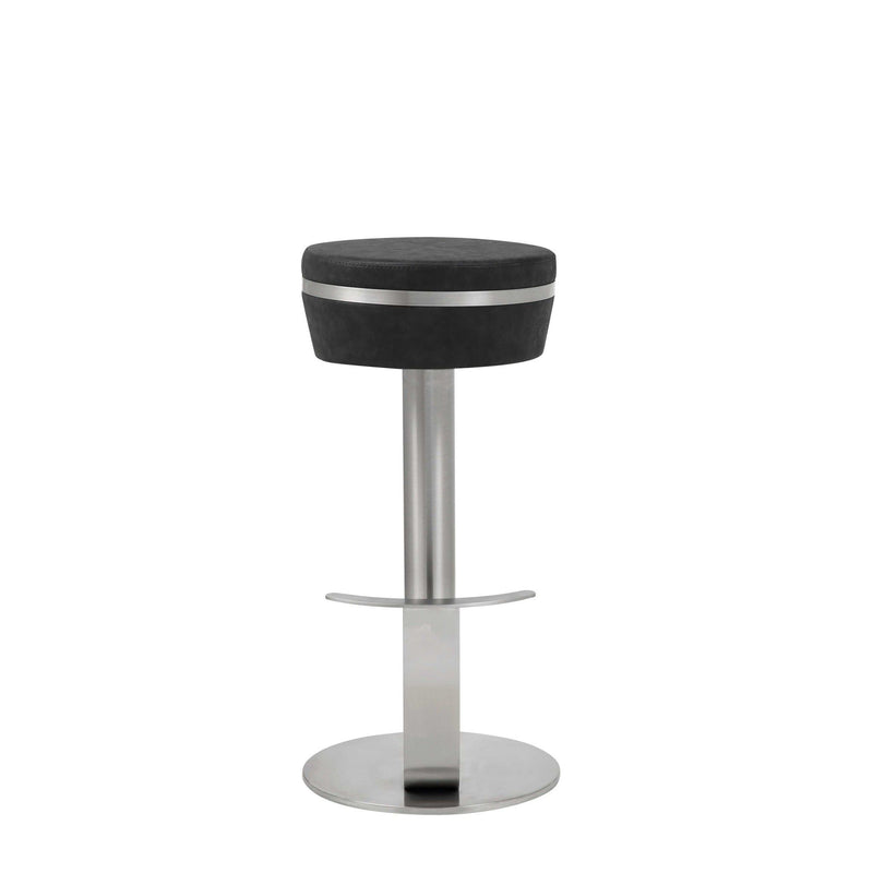 Faux Leather Steel Bar Height Bar Chair - Black / Silver