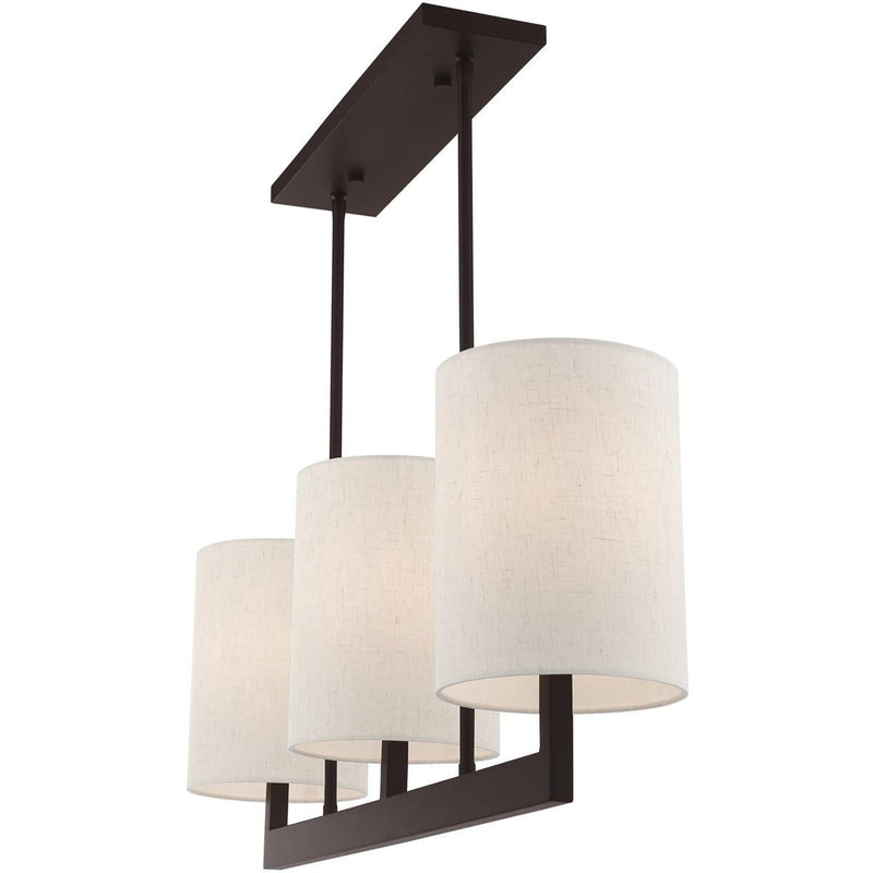 22" Three Light Dimmable Chandelier With Shades - Bronze
