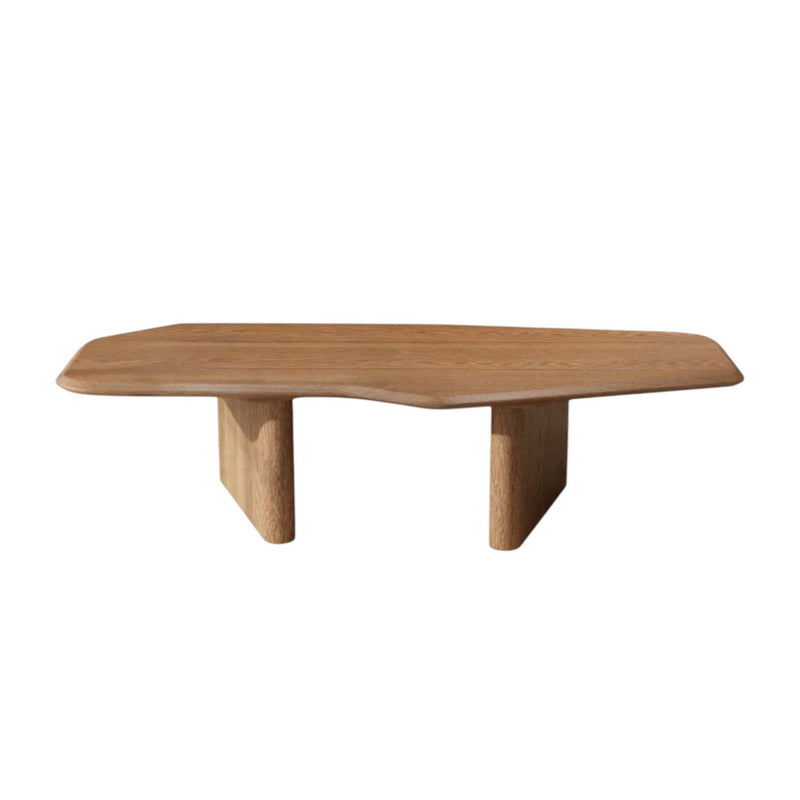 Wood Free Form Double Pedestal Coffee Table - Natural