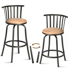Load image into Gallery viewer, Faux Leather And Iron Low Back Adjustable Height Swivel Bar Chairs (Set of 2) - Black / Brown
