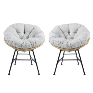 Palos - Outdoor Wicker Lounge Chair (Set of 2) - Brown / Light Gray