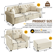 Load image into Gallery viewer, Upholstered Sofa Set With Nailhead Trim And Rolled Armrests, Includes Pillows
