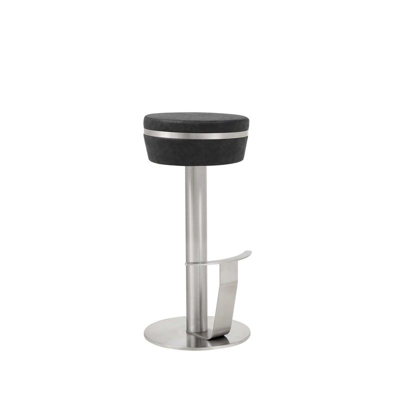 Faux Leather Steel Bar Height Bar Chair - Black / Silver