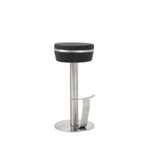 Load image into Gallery viewer, Faux Leather Steel Bar Height Bar Chair - Black / Silver
