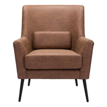 Load image into Gallery viewer, Faux Leather Arm Chair And Toss Pillow - Brown And Black
