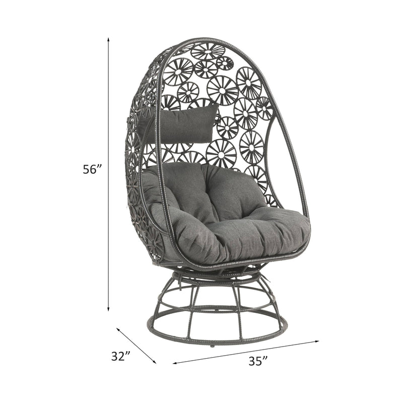 Hikre - Patio Lounge Chair & Side Table - Black / Charcoal