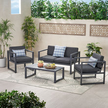 Load image into Gallery viewer, 4 Piece Outdoor Chair Set With Weather Resistant Cushion - Dark Gray
