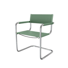 Load image into Gallery viewer, Leather Stainless Steel Arm Chair - Silver / Green
