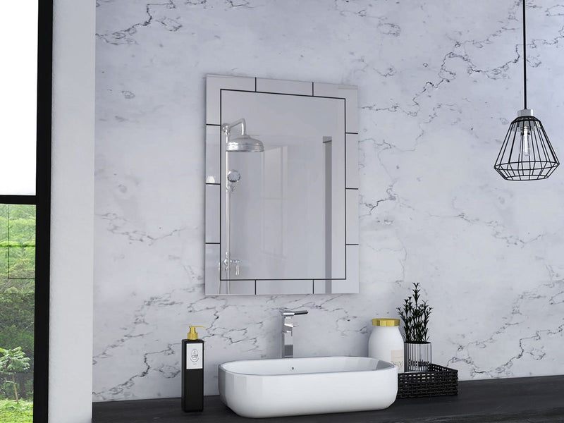 28" Wall Mounted Frameless Bathroom Vanity Mirror - Gray