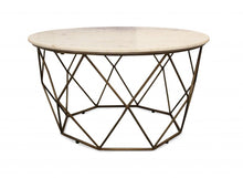 Load image into Gallery viewer, Round Mable And Iron Geometric Coffee Table - Beige
