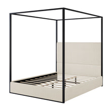 Load image into Gallery viewer, Luxury Canopy Bed With Plush Corduroy Upholstered Headboard

