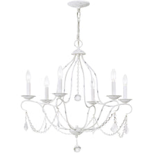 Load image into Gallery viewer, Six Light Dimmable Chandelier With Shades - Antiqued White
