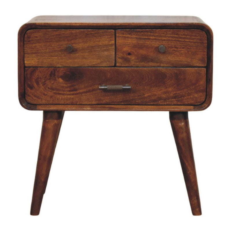 Solid Wood Two Drawer Nightstand - Dark Brown