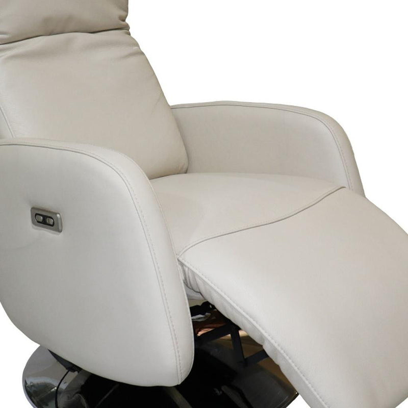 Tufted Genuine Leather Power Swivel Recliner (730557) - Sand