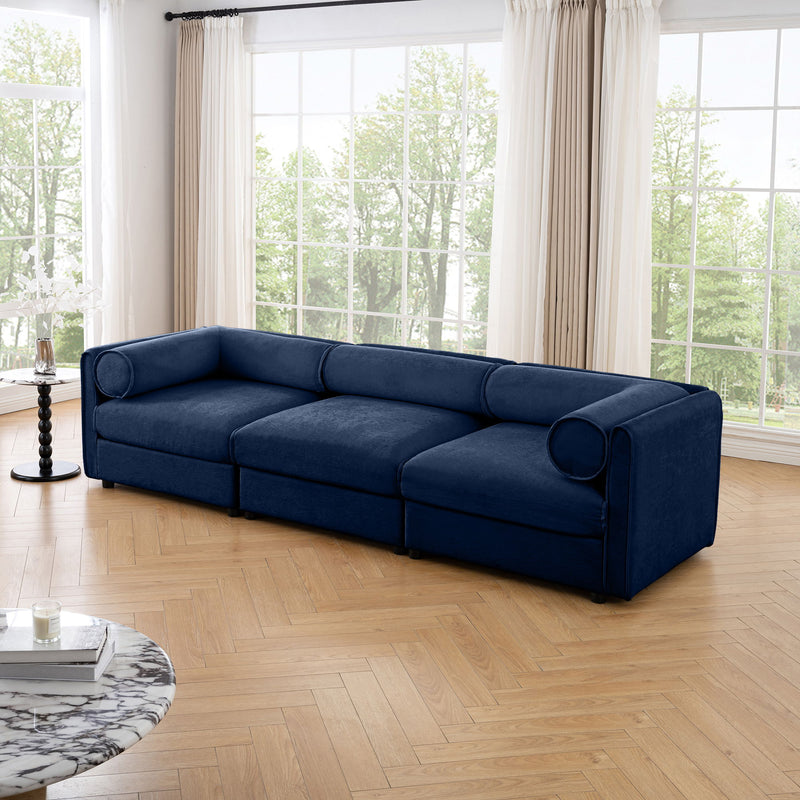 Stylish Sofa With Storage Seat And Cylindrical Backrest