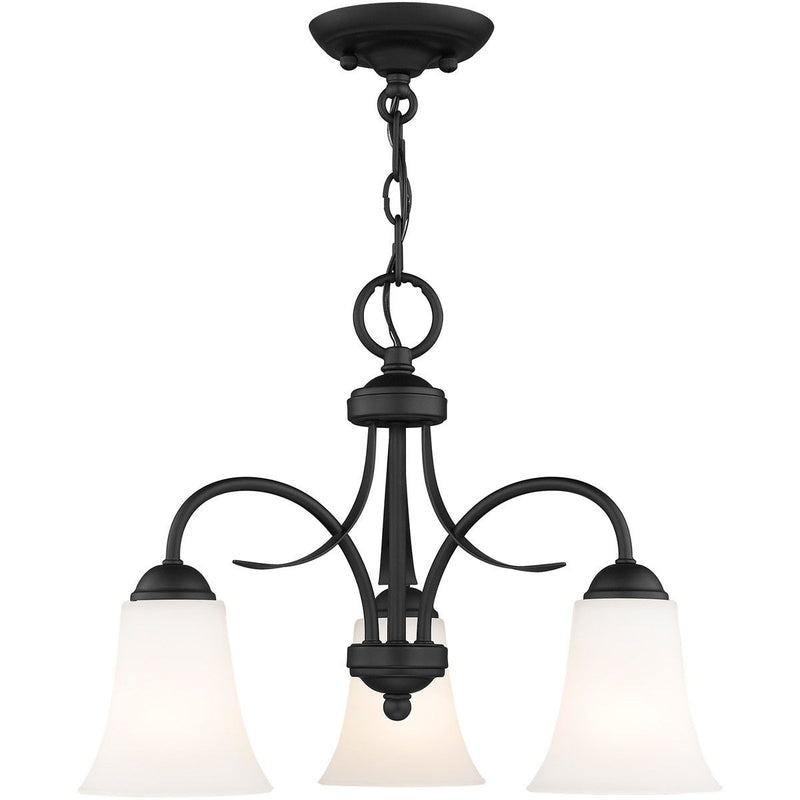 15" Three Light Dimmable Chandelier With Shades - Black