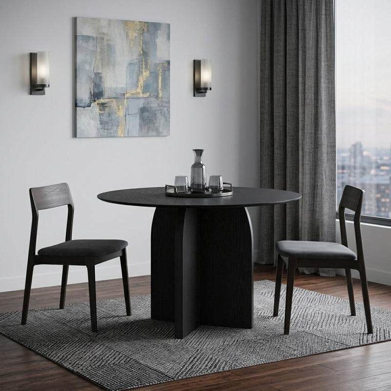 Pedestal Base Round Top Dining Table - Black