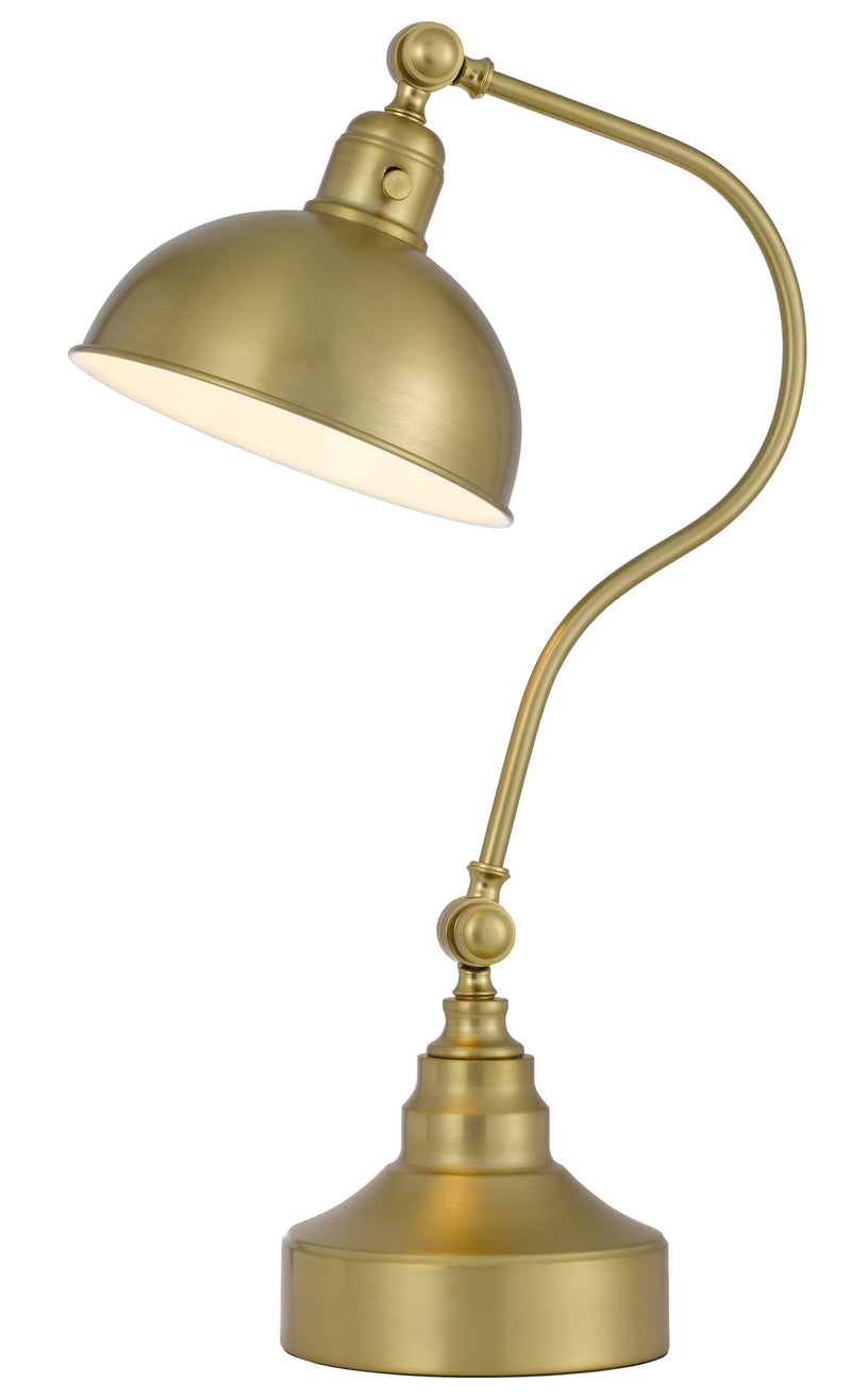 Metal Lantern Desk Table Lamp With Antiqued Brass Dome Shade - Antiqued Brass