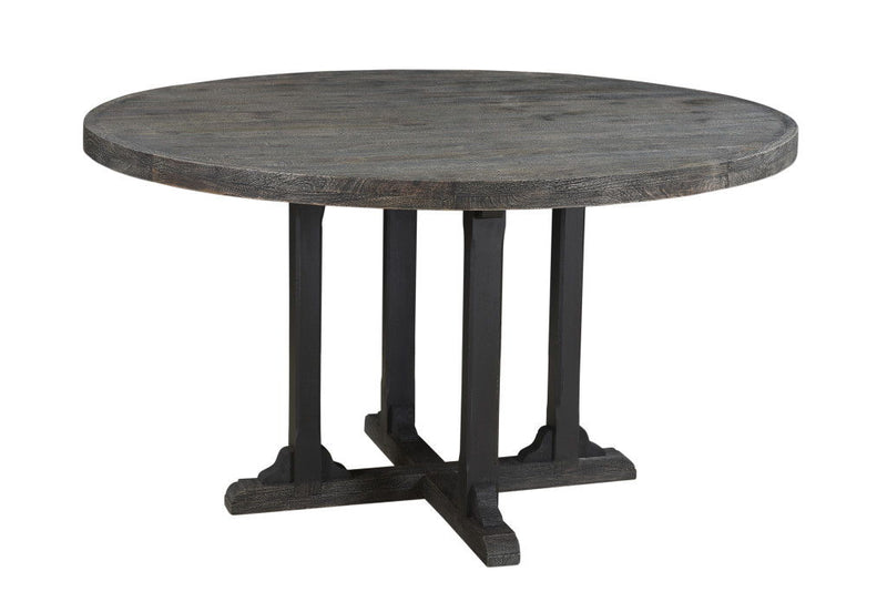 54" Rounded Solid Wood Pedestal Base Dining Table - Black