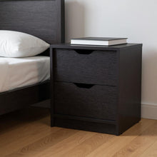 Load image into Gallery viewer, 16.1" x 14.3" Two Drawer Faux Wood Nightstand - Black
