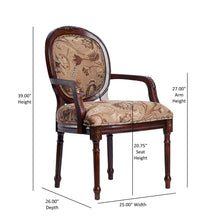 Load image into Gallery viewer, Bernice - Oval Back Chair With Floral Carvings - Brown / Beige Gray
