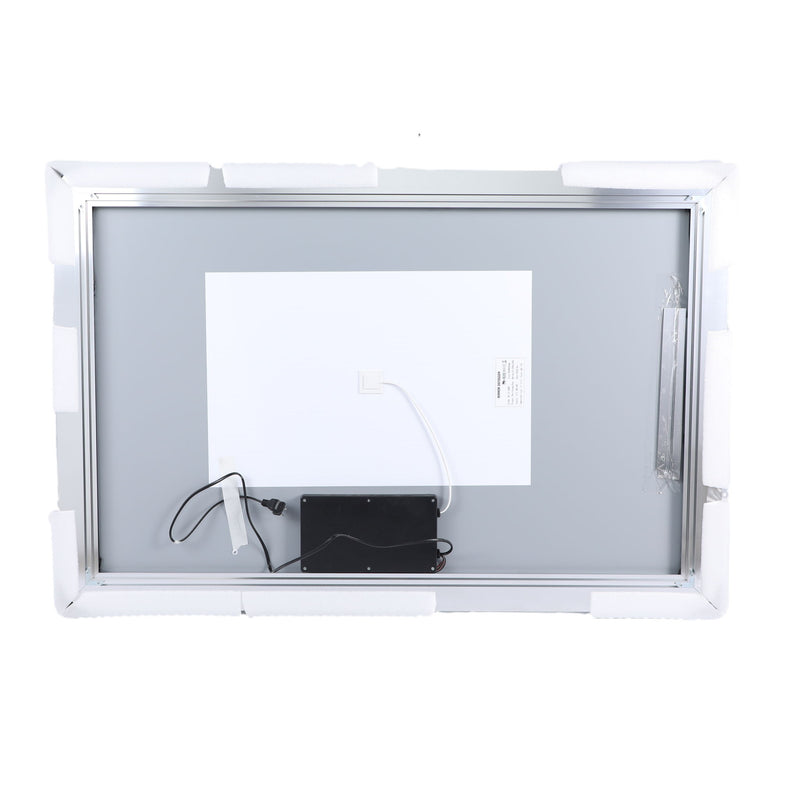 Aluminum Round Lighted Framed Bathroom Vanity Mirror - Silver