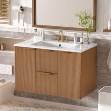 Load image into Gallery viewer, Modern Wall Mounted Bathroom Vanity, Soft Close Doors

