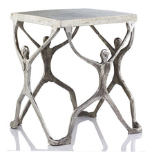 Load image into Gallery viewer, Aluminum Square End Table - Silver And Antiqued White
