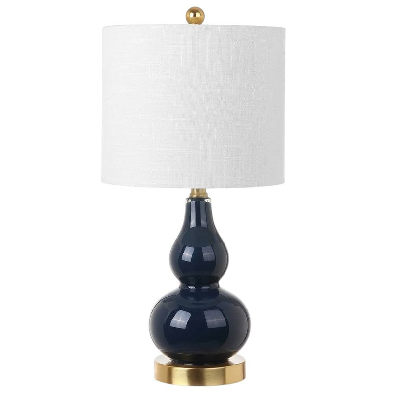 Gourd Desk Lamp With Drum Shade - Navy Blue