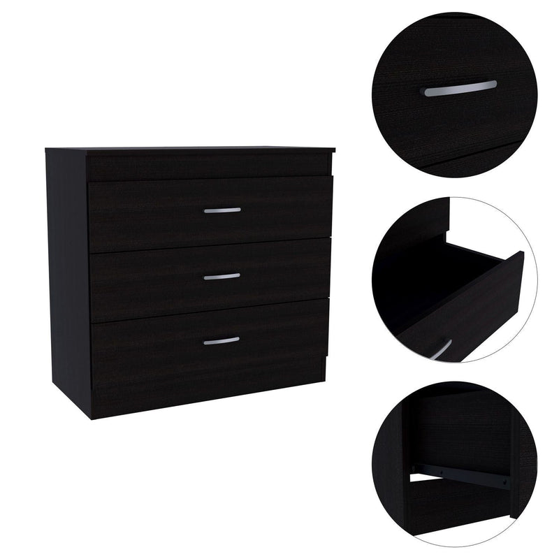 32" Three Drawer Dresser - Black