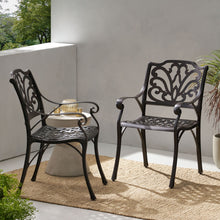 Load image into Gallery viewer, Patio Cast Aluminum Outdoor Dining Chairs (Set of 2) - Bronze
