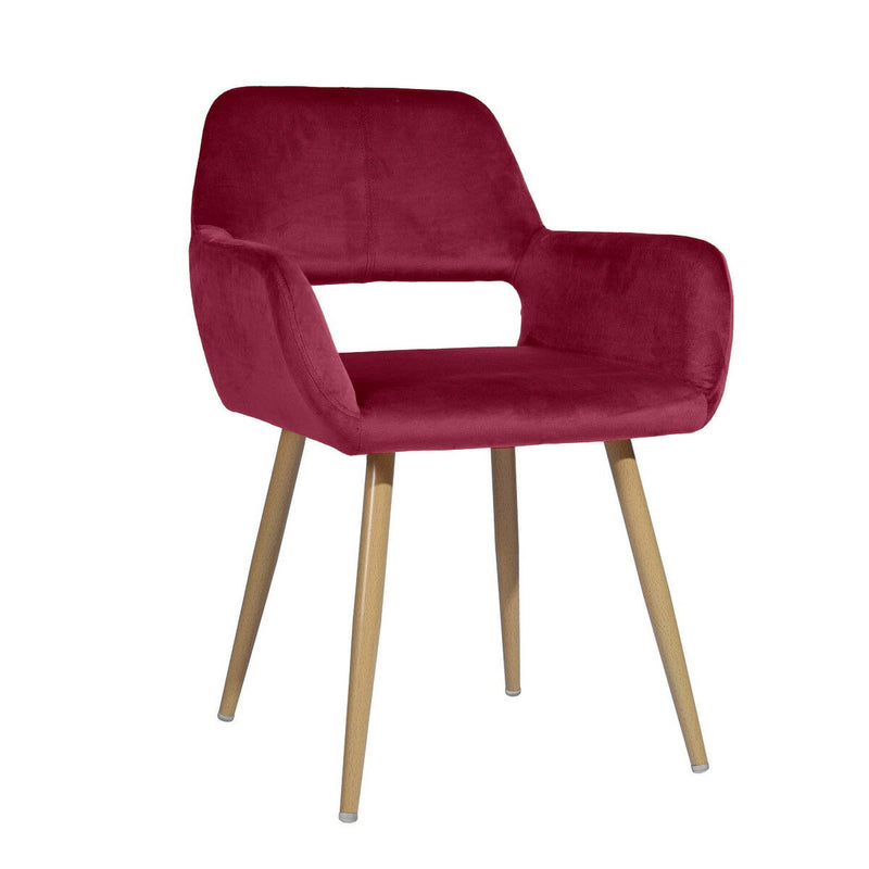 Velvet Arm Chair - Fuchsia And Brown
