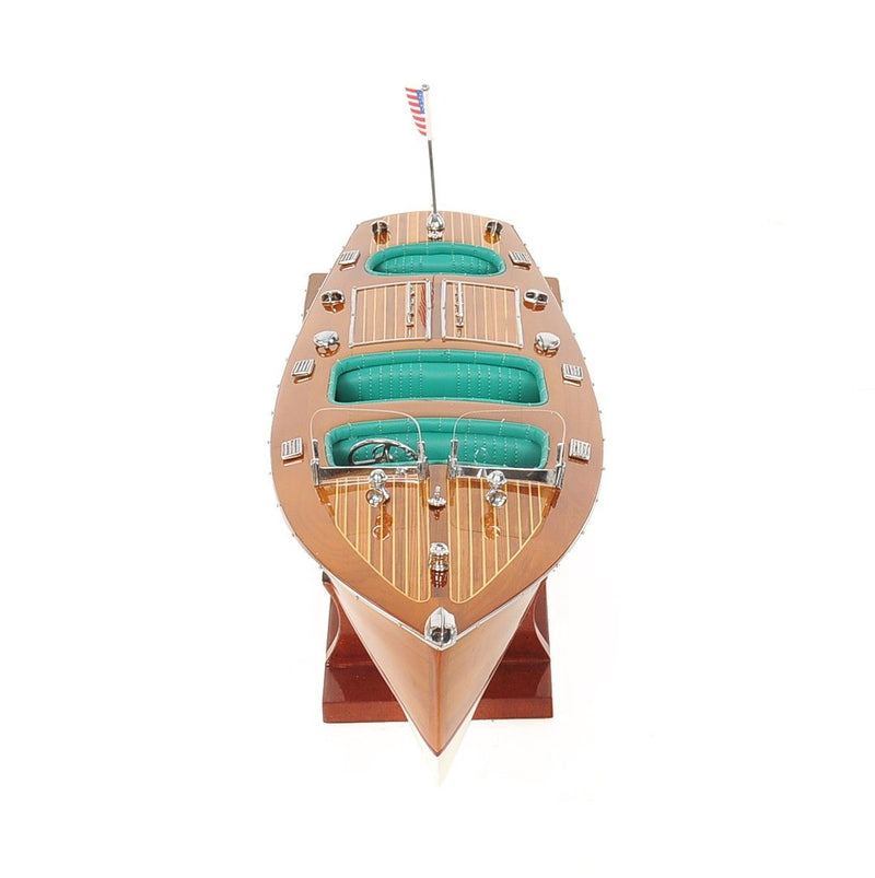 Hand Painted c1928 Chris Craft Triple Cockpit Medium Model Boat - Brown
